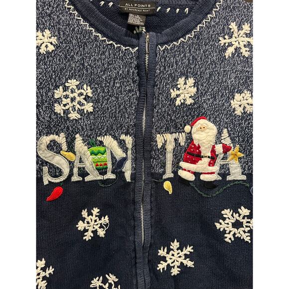 Vintage Santa Ugly Christmas Soft Girl Cottage Core Grandma Cardigan Sweater - Picture 6 of 8